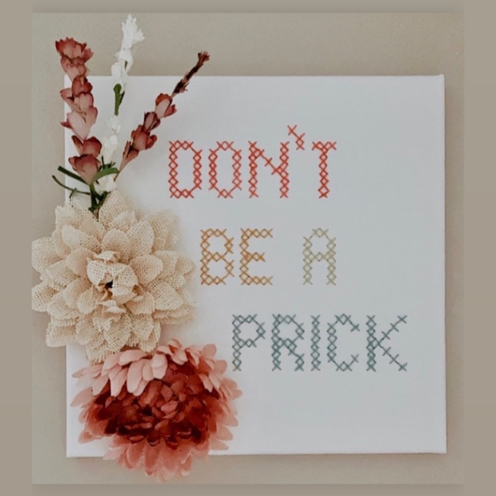 Custom Cross Stitch Canvas Wall Decor - 12” x 12”